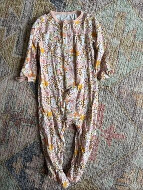 Magnetic Me Floral Footed One-Piece in Pink and Yellow